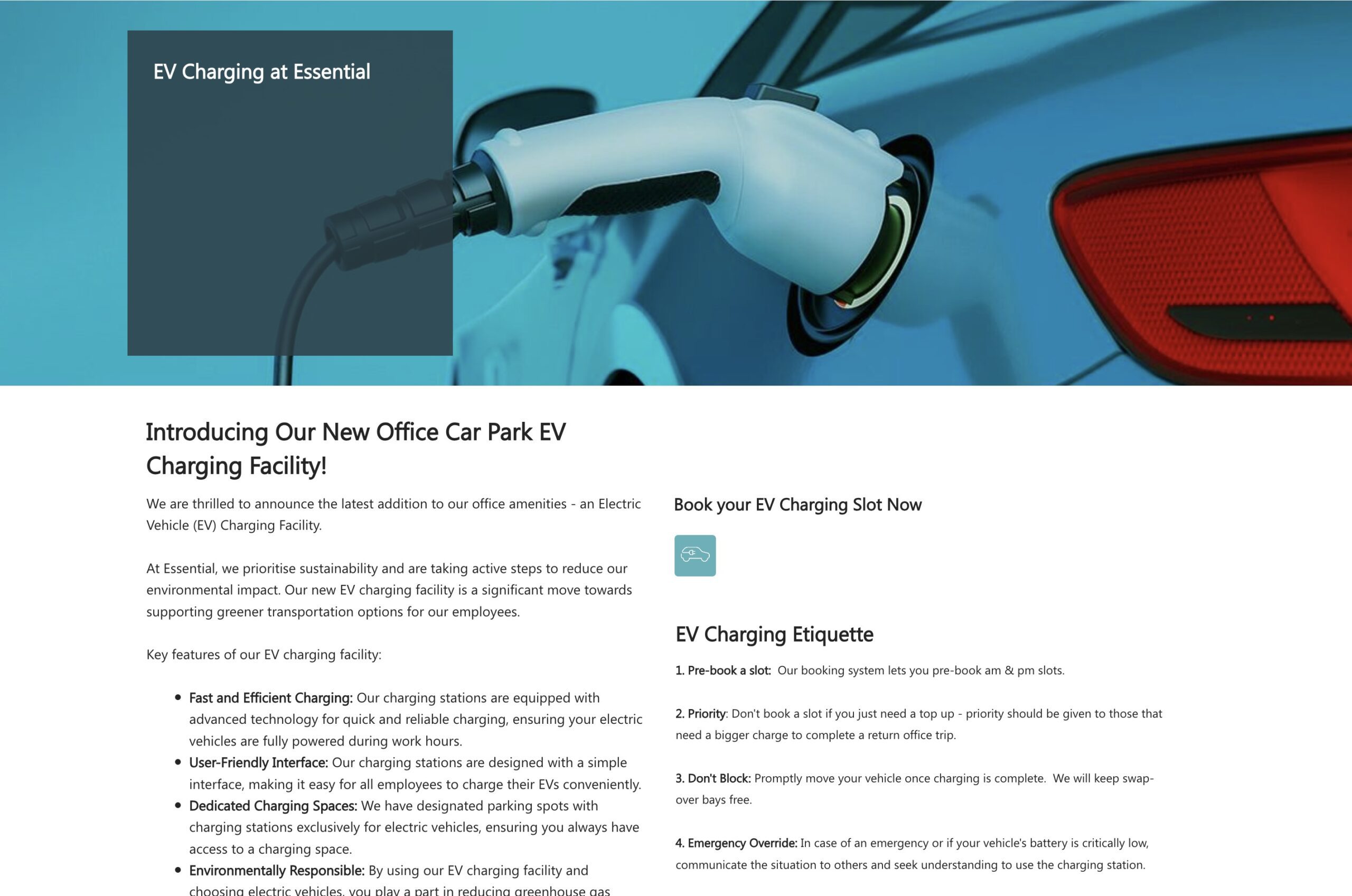 Essential Office EV charging etiquette