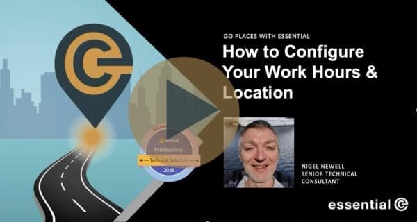 Decorative graphic for video on how to set your wrk hours and location in Microsoft Outlook